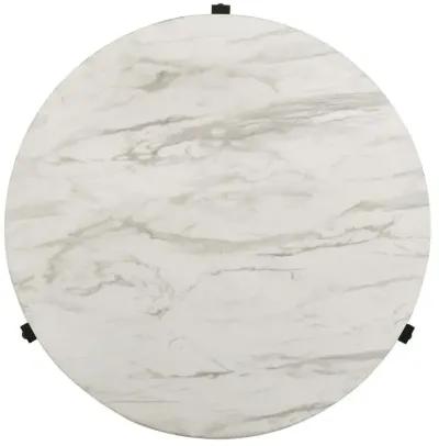 Tandi Round Coffee Table Faux White Marble and Black