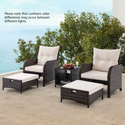 5-Piece Patio Conversation Set with Outdoor Rattan Sofa and Coffee Table for Garden or Deck