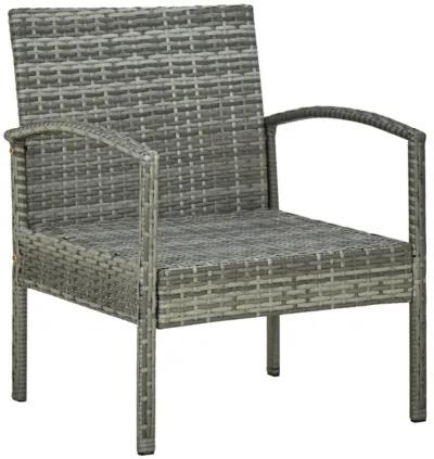 vidaXL Garden Chair with Cushion Poly Rattan Gray