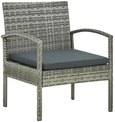 vidaXL Garden Chair with Cushion Poly Rattan Gray