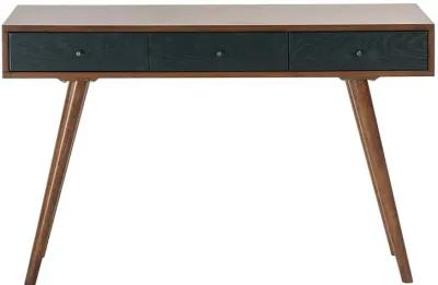 Belen Kox Pecan Blue 3-Drawer Writing Desk, Belen Kox