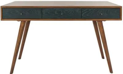 Belen Kox Pecan Blue 3-Drawer Writing Desk, Belen Kox