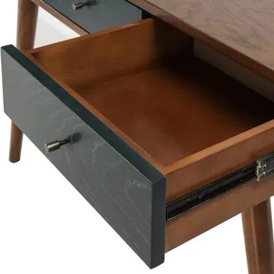 Belen Kox Pecan Blue 3-Drawer Writing Desk, Belen Kox