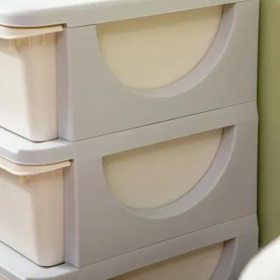 3 Tier Kids Storage Unit, 3 Drawer Chest Toy Organizer Plastic Bins for Kids Bedroom Nursery Kindergarten Living Room for Boys Girls Toddlers, Cream White