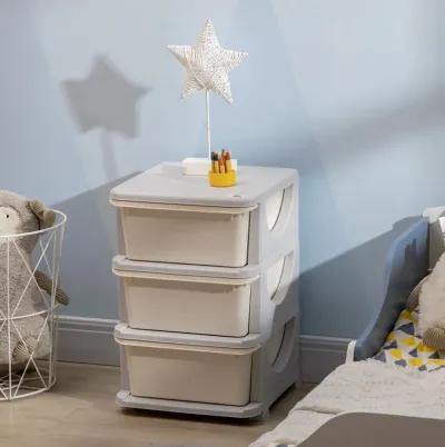 3 Tier Kids Storage Unit, 3 Drawer Chest Toy Organizer Plastic Bins for Kids Bedroom Nursery Kindergarten Living Room for Boys Girls Toddlers, Cream White