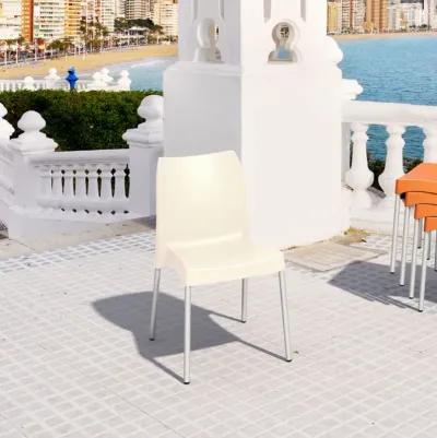 31.5" White Stackable Outdoor Patio Armless Dining Chair