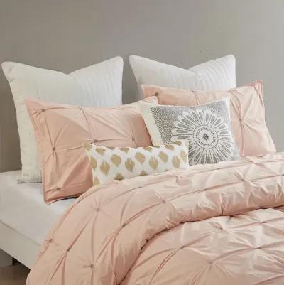 Gracie Mills Velez 3-Piece Modern Elastic Embroidered Cotton Duvet Cover Set