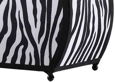 Wigi 12 Inch Accent Lamp, Purse, Zebra Animal Print, Black White Faux Fur - Benzara