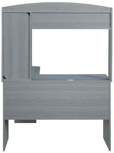 Modern L-Shaped Desk with Hutch, Grey