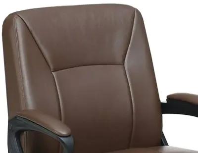 Office Chair with Curved Arms and Leatherette Upholstery, Brown-Benzara