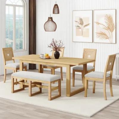 Merax Modern 6-Piece Extendable Dining Table Set