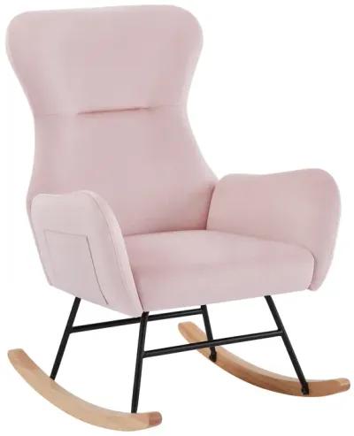 Pink Velvet Rocking Chair