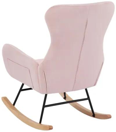 Pink Velvet Rocking Chair