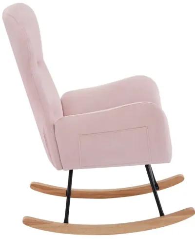 Pink Velvet Rocking Chair