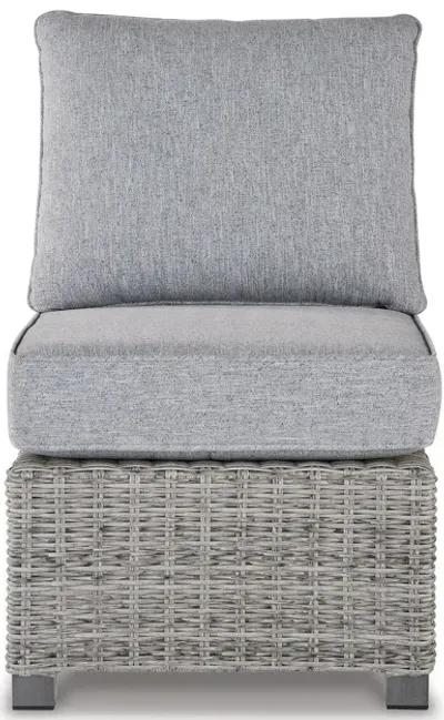 24 Inch Outdoor Accent Chair, Gray Cushions and All Weather Resin Wicker-Benzara