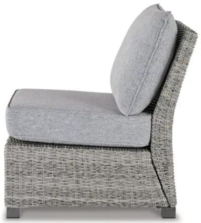 24 Inch Outdoor Accent Chair, Gray Cushions and All Weather Resin Wicker-Benzara