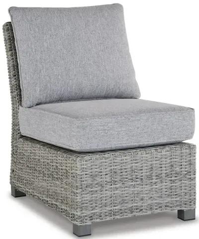 24 Inch Outdoor Accent Chair, Gray Cushions and All Weather Resin Wicker-Benzara