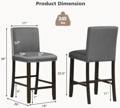 Hivvago Set of 2 PVC Leather Bar Stools with Back for Kitchen Island