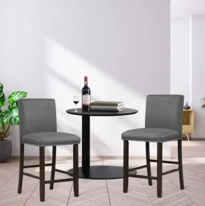 Hivvago Set of 2 PVC Leather Bar Stools with Back for Kitchen Island