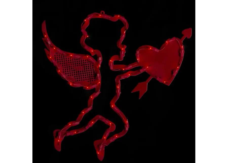 17" Lighted Red Cupid with Heart Valentine's Day Window Silhouette Decoration