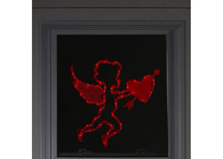 17" Lighted Red Cupid with Heart Valentine's Day Window Silhouette Decoration