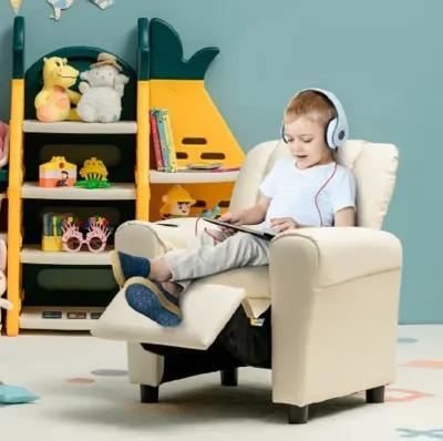 Children PU Leather Recliner Chair with Front Footrest