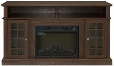 Modern TV Stand with Fireplace Insert, Espresso, 58.25" W