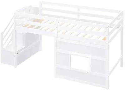 Merax Loft Bed with Storage Staircase