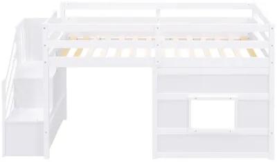 Merax Loft Bed with Storage Staircase