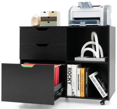 3-Drawer File Cabinet with Adjustable Shelf and Wheels for Letter