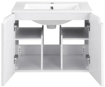 17.72 in. W x 23.62 in. D x 18.7 in. H Single Sink Bath Vanity with Recessed Handles with White Ceramic Top