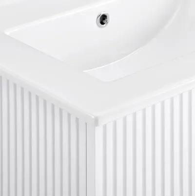 17.72 in. W x 23.62 in. D x 18.7 in. H Single Sink Bath Vanity with Recessed Handles with White Ceramic Top