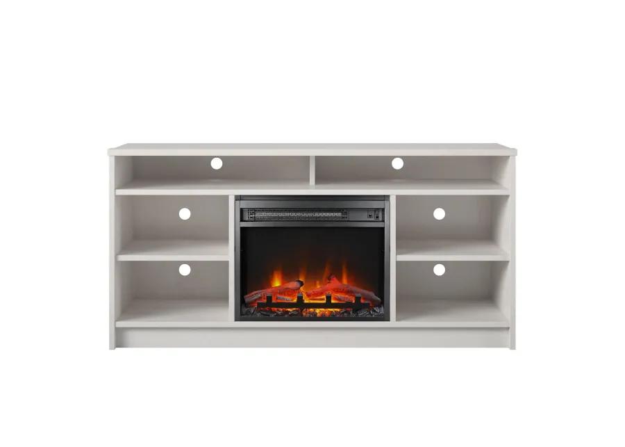 Hickory Hill 55" TV Stand with Electric Fireplace Insert and 6 Shelves