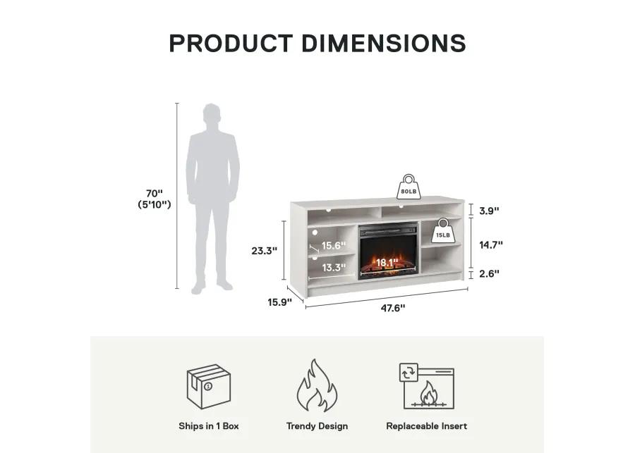 Hickory Hill 55" TV Stand with Electric Fireplace Insert and 6 Shelves