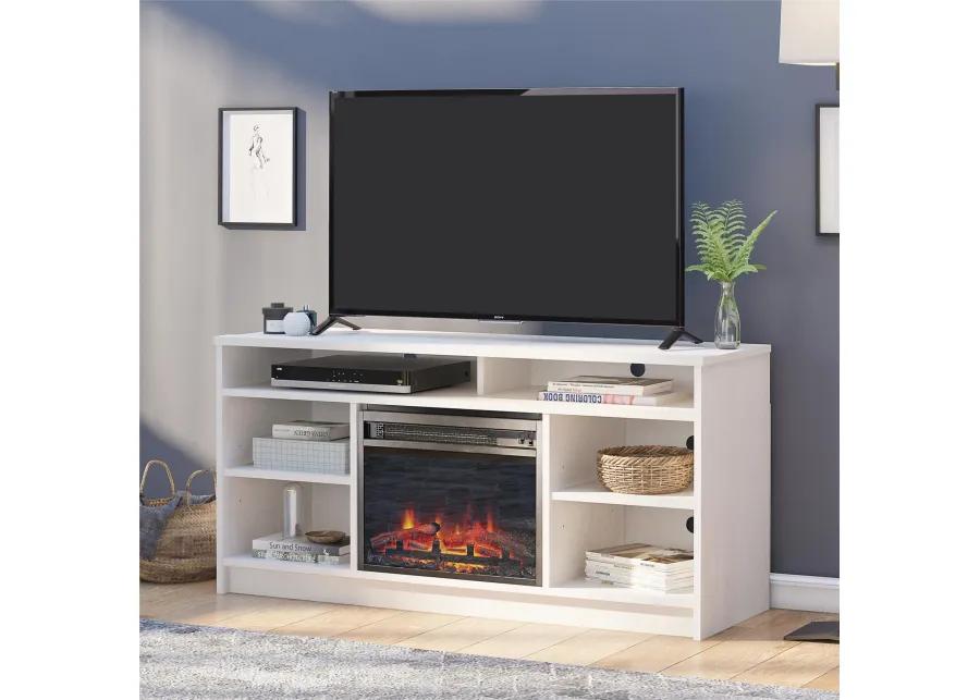 Hickory Hill 55" TV Stand with Electric Fireplace Insert and 6 Shelves