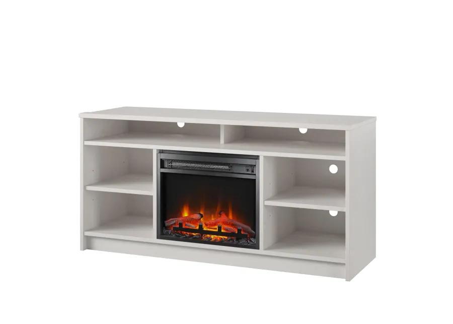 Hickory Hill 55" TV Stand with Electric Fireplace Insert and 6 Shelves