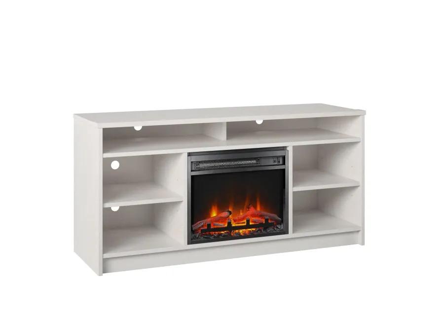 Hickory Hill 55" TV Stand with Electric Fireplace Insert and 6 Shelves