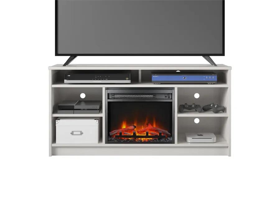 Hickory Hill 55" TV Stand with Electric Fireplace Insert and 6 Shelves