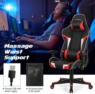 Goplus Massage Gaming Chair Reclining Swivel Racing Office Chair w/Lumbar Support Blue