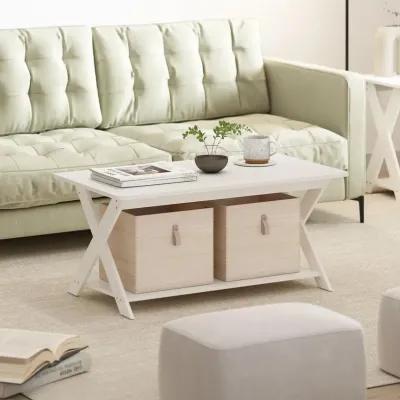 Modern Simplistic Criss-Crossed Coffee Table, White