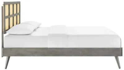 Modway - Sidney Cane and Wood Full Platform Bed with Splayed Legs