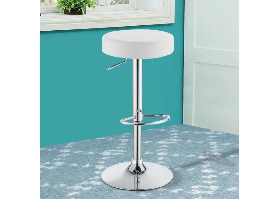 Classy Backless Adjustable Height Bar Stool, White-Benzara