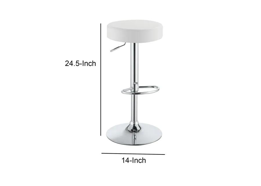 Classy Backless Adjustable Height Bar Stool, White-Benzara