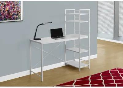 Monarch Specialties I 7165 Computer Desk, Home Office, Laptop, Storage Shelves, 48"L, Work, Metal, Laminate, White, Contemporary, Modern