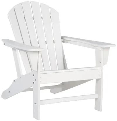 Contemporary Plastic Adirondack Chair with Slatted Back, White-Benzara