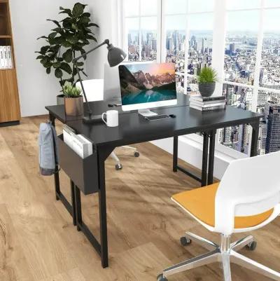 Modern Simple Style Wooden Work Office Desks With Storage, 47 Inch, Black