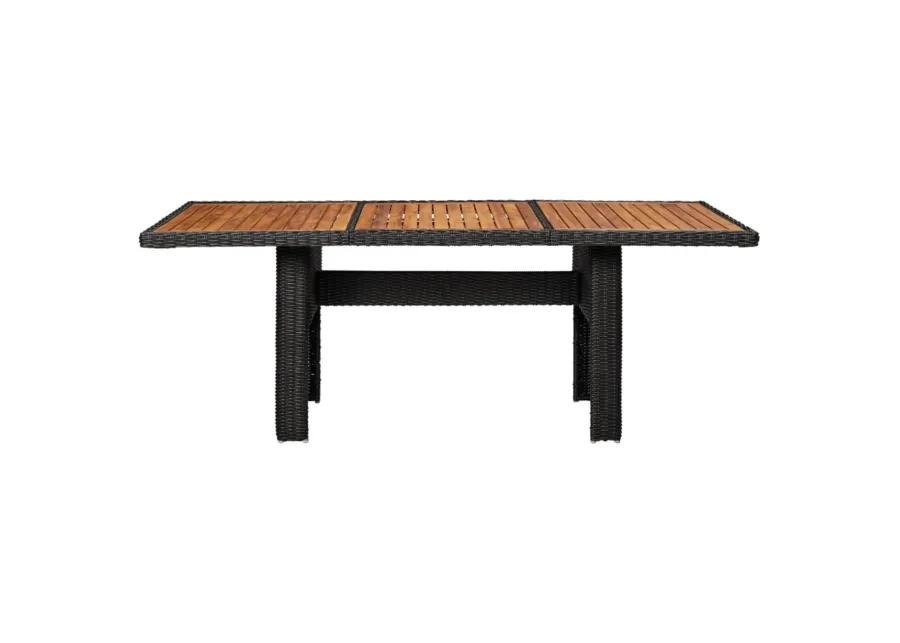 vidaXL Garden Dining Table Black 78.7"x39.4"x29.1" Poly Rattan