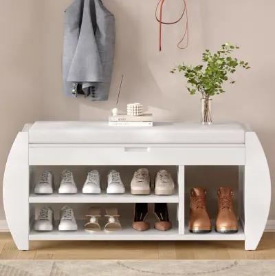 Merax Retro Shoes Storage Bench with Cushion