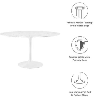 Modway - Lippa 54" Round Artificial Marble Dining Table White