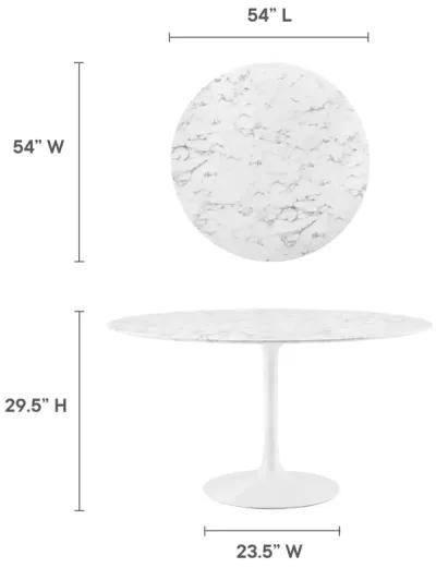 Modway - Lippa 54" Round Artificial Marble Dining Table White